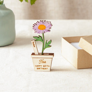 Wooden Birth Flower Personalised Boxed Keepsake