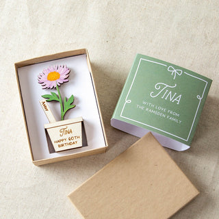 Wooden Birth Flower Personalised Boxed Keepsake