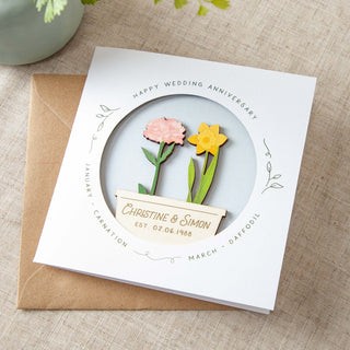 Couple's Birth Flowers Wedding and Anniversary Keepsake Card