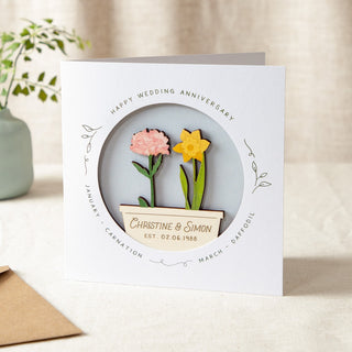 Couple's Birth Flowers Wedding and Anniversary Keepsake Card