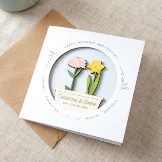 Couple's Birth Flowers Wedding and Anniversary Keepsake Card