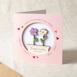 Couple's Birth Flowers Valentine's Keepsake Card