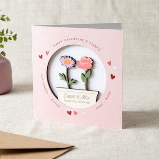 Couple's Birth Flowers Valentine's Keepsake Card