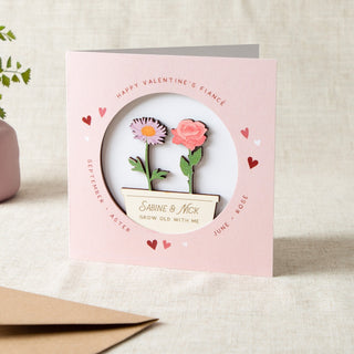 Couple's Birth Flowers Valentine's Keepsake Card