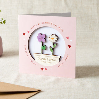 Couple's Birth Flowers Valentine's Keepsake Card