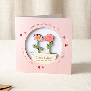 Couple's Birth Flowers Valentine's Keepsake Card