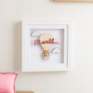 Hot Air Balloon Keepsake Print with Cut out Name