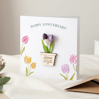 Paper Tulips 3D Planter Anniversary Keepsake Card