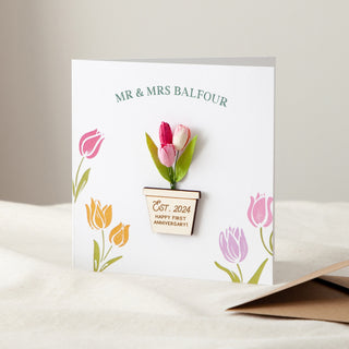 Paper Tulips 3D Planter Anniversary Keepsake Card
