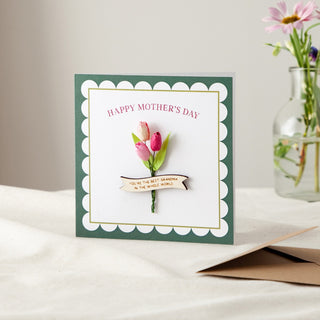 Paper Tulips with Wooden Banner Personalised Keepsake Card