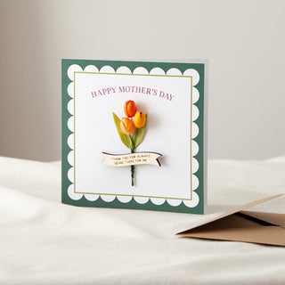 Paper Tulips with Wooden Banner Personalised Keepsake Card