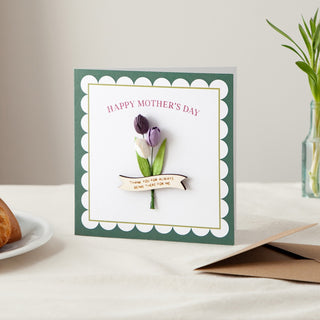 Paper Tulips with Wooden Banner Personalised Keepsake Card