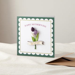 Paper Tulips with Wooden Banner Personalised Keepsake Card