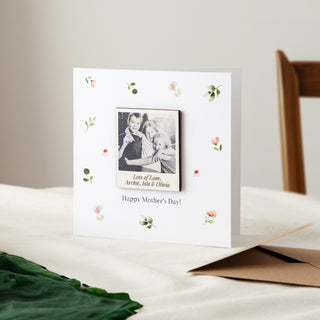 Personalised Photo Magnet Floral Mother's Day Keepsake Card