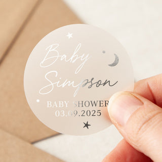 51mm Moon & Stars Foiled Baby Shower Stickers