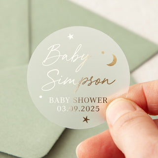 51mm Moon & Stars Foiled Baby Shower Stickers