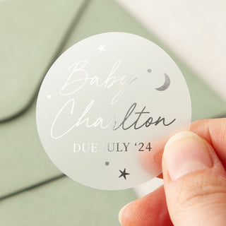 51mm Moon & Stars Foiled Baby Shower Stickers