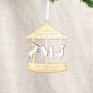 Metallic Mirror Baby Details Carousel Christmas Decoration