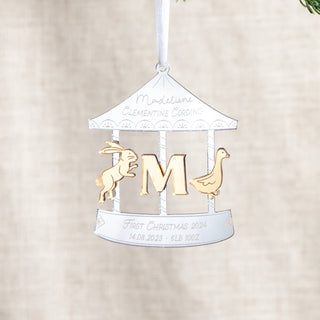 Metallic Mirror Baby Details Carousel Christmas Decoration