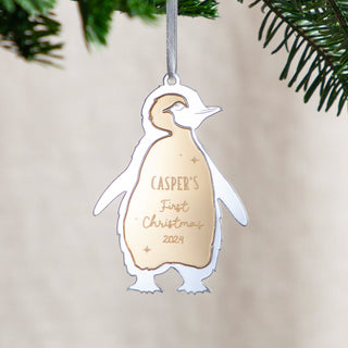 Festive Metallic Penguin First Christmas Decoration