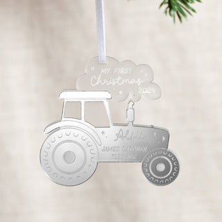 Personalised Tractor First Christmas Hanging Decoration