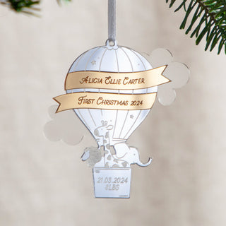 Metallic Mirror Hot Air Balloon First Christmas Decoration