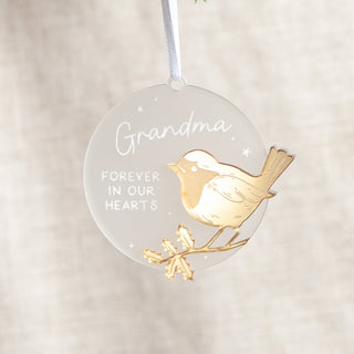 Memorial Christmas Decoration with Metallic Robin