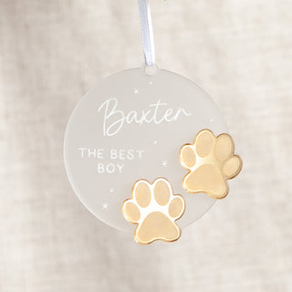 Hanging Christmas Decoration with Metallic Paw Prints