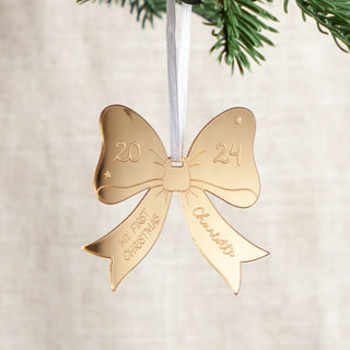 Metallic Bow First Christmas Decoration