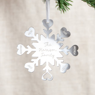 Metallic Snowflake Family Christmas Decoration