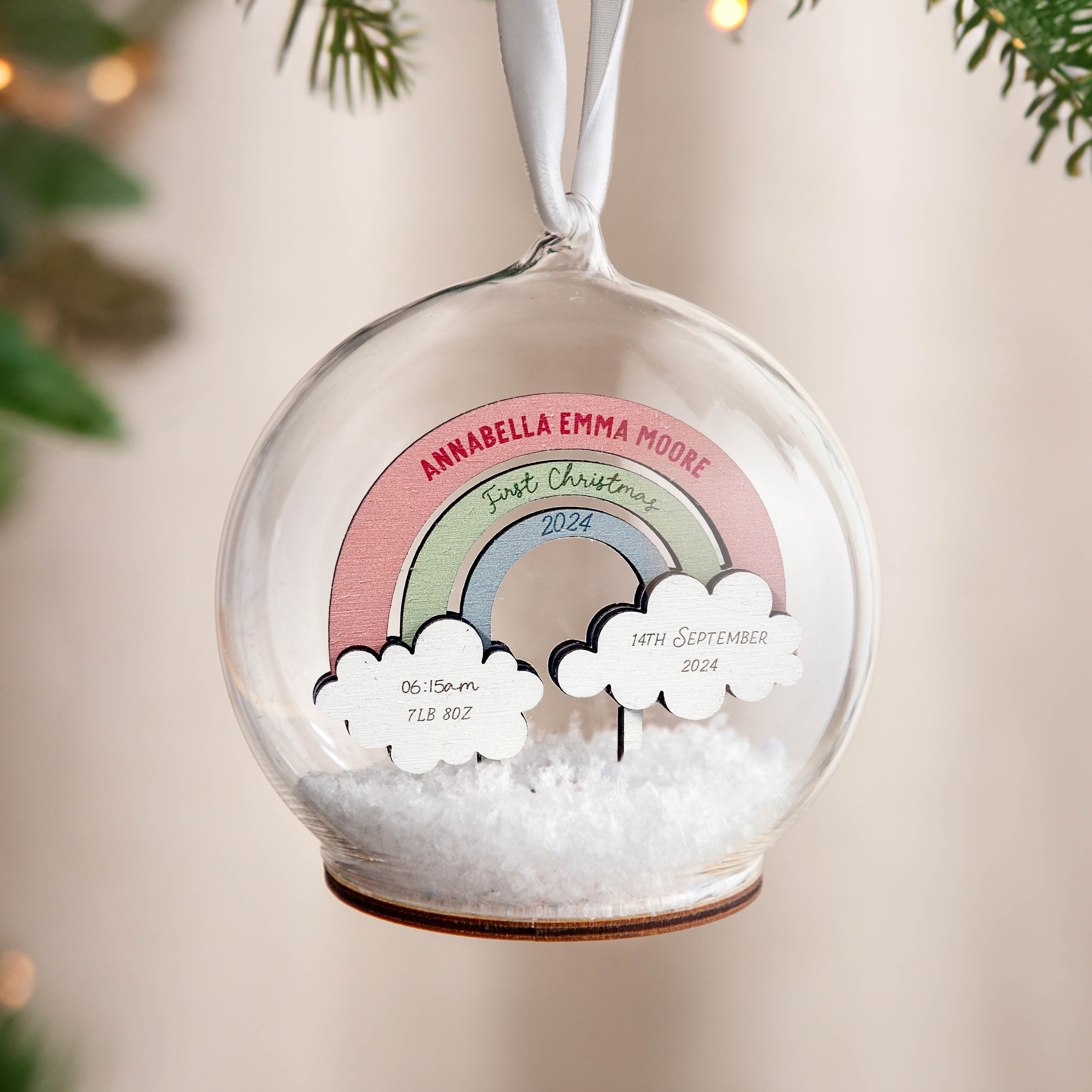 Rainbow Baby Details First Christmas Bauble – No Ordinary Gift