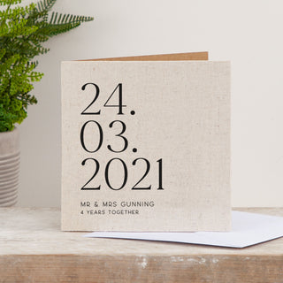 Big Date Linen Anniversary Card