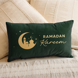 Crescent Moon Silhouette Ramadan & Eid Celebration Velvet Cushion