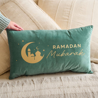 Crescent Moon Silhouette Ramadan & Eid Celebration Velvet Cushion