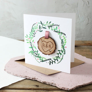 Engraved Tree Slice Keepsake Card