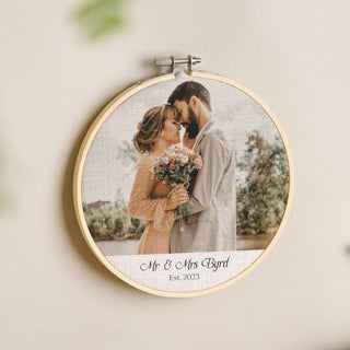 Custom Photo and Caption Cotton Anniversary Hoop