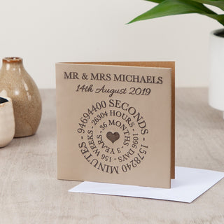 Beige Leather Anniversary Time Card