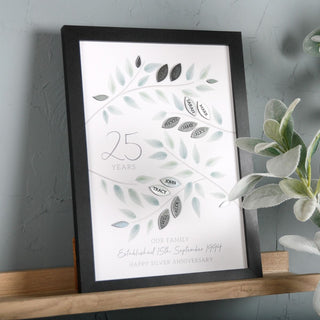 Silver Anniversary 3D Family Tree Print