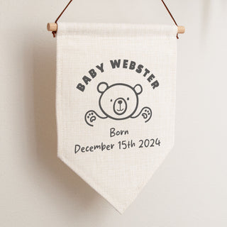Teddy Bear New Baby Hanging Flag