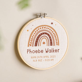 Personalised Rainbow Design New Baby Hoop