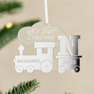 Personalised Train First Christmas Hanging Decoration