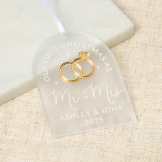 First Christmas Married Tree Decoration with Metallic Rings