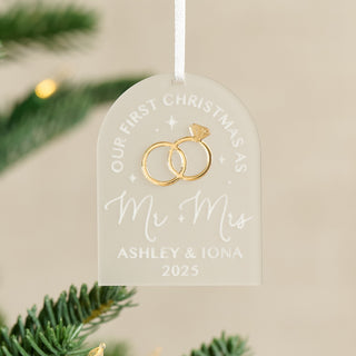 First Christmas Married Tree Decoration with Metallic Rings