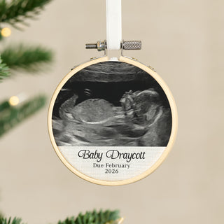 Personalised Baby Scan Mini Photo Hoop Christmas Tree Decoration