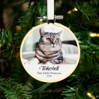 Personalised Cat Mini Photo Hoop Christmas Tree Decoration