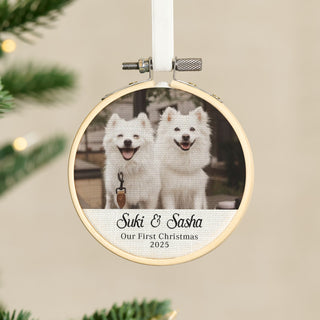 Personalised Dog Mini Photo Hoop Christmas Tree Decoration