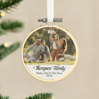 Personalised Family Mini Photo Hoop Christmas Tree Decoration