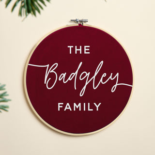 Family Name Christmas Velvet Hoop