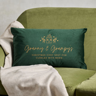 Christmas Cuddle Spot Personalised Velvet Cushion