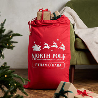 North Pole Delivery Service Personalised Christmas Sack